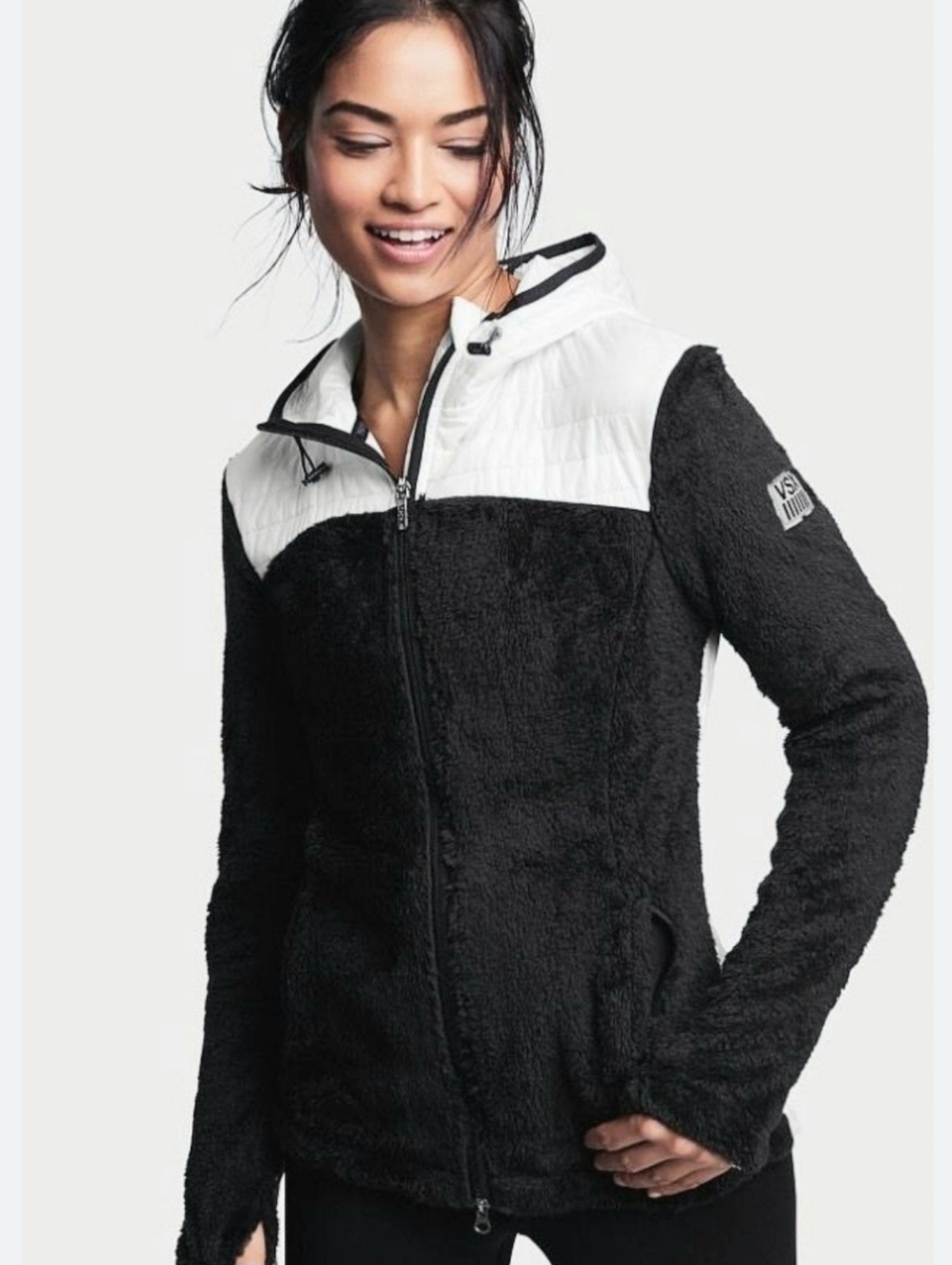 Victoria's Secret VSX Sport Fuzzy Fleece and Quilted Puffer Jacket Size XS